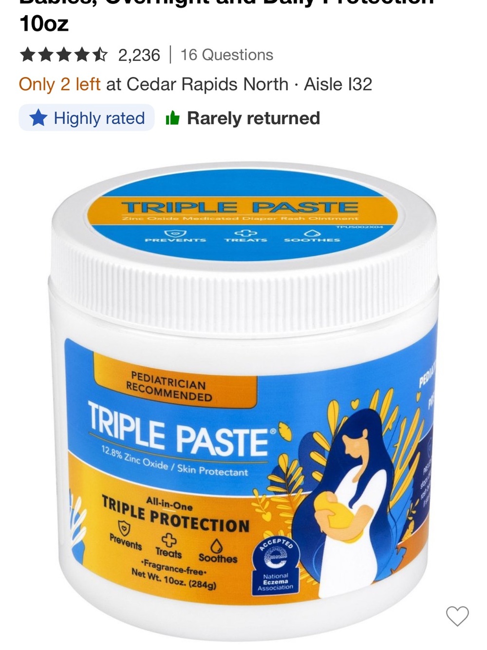 Bundle of 2 Triple Paste Zinc Oxide Triple Protection Skin Paste - Blue & Yellow